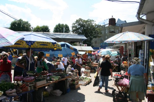 Vinnikovskiy Market in center Lviv Ukraine