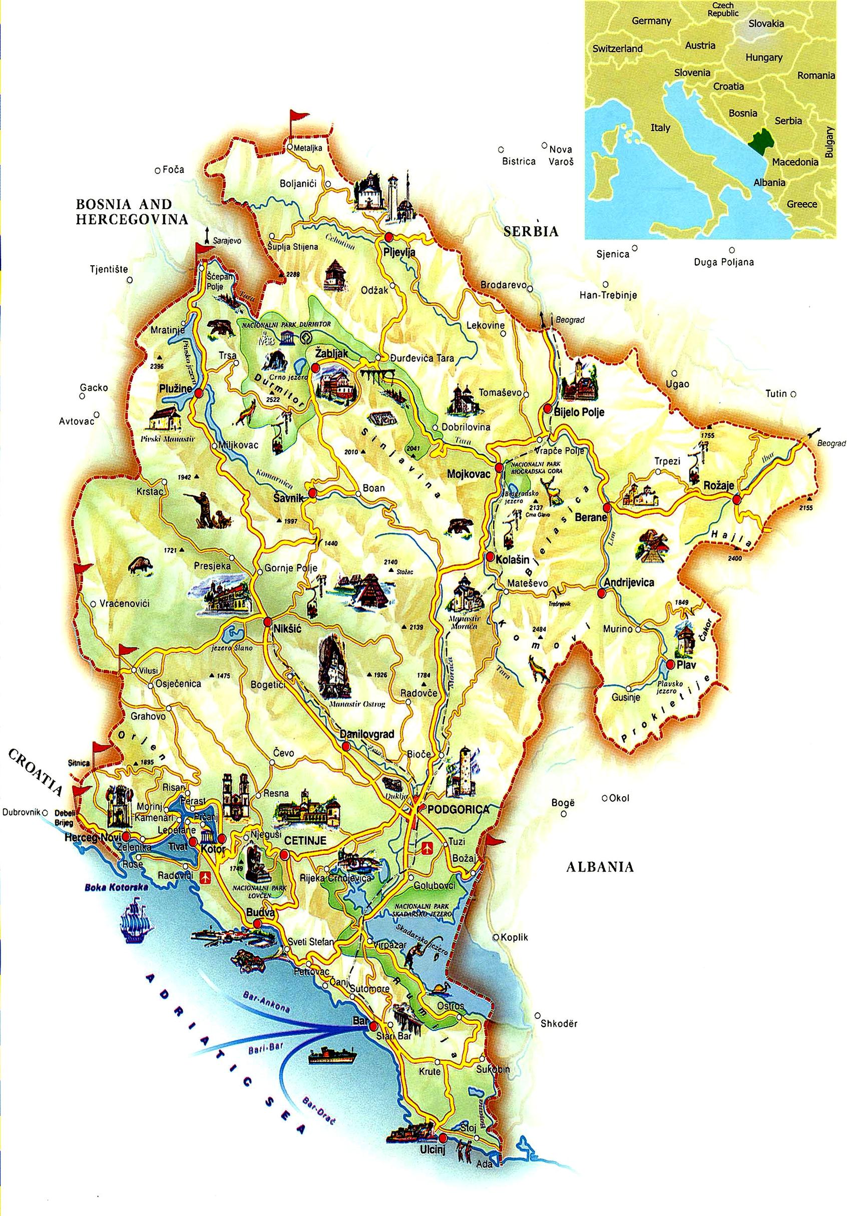 Mapa Turístico Montenegro